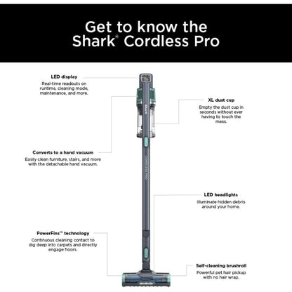 Cordless Pro Vacuum with PowerFins and Self-Cleaning Brushroll, Includes Upholstery and Crevice Tools, Up to 60-Minute Runtime, HEPA Filtration, Dark Grey/Mojito