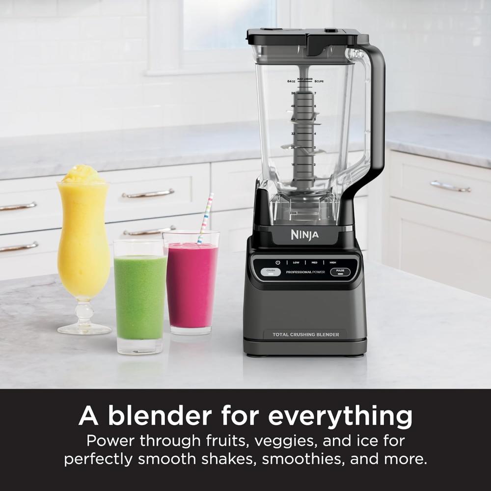 Professional Blender 2.0, 1200 Watts, Auto-iQ Program, Total Crushing Blades, 72-oz Pitcher, 4 Manual Speeds for Smoothies, Shakes, and Frozen Drinks, Dishwasher-Safe Parts, Dark Grey