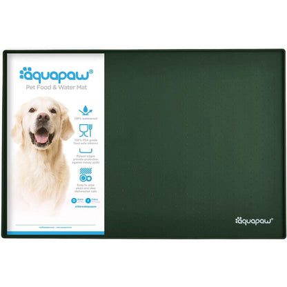 Pet Feeding Mat, Forest Green, Medium (19in x 12in) Non-Slip, Waterproof, Dishwasher Safe, Ideal for Easy Dog/Cat Mealtimes and Clean Up