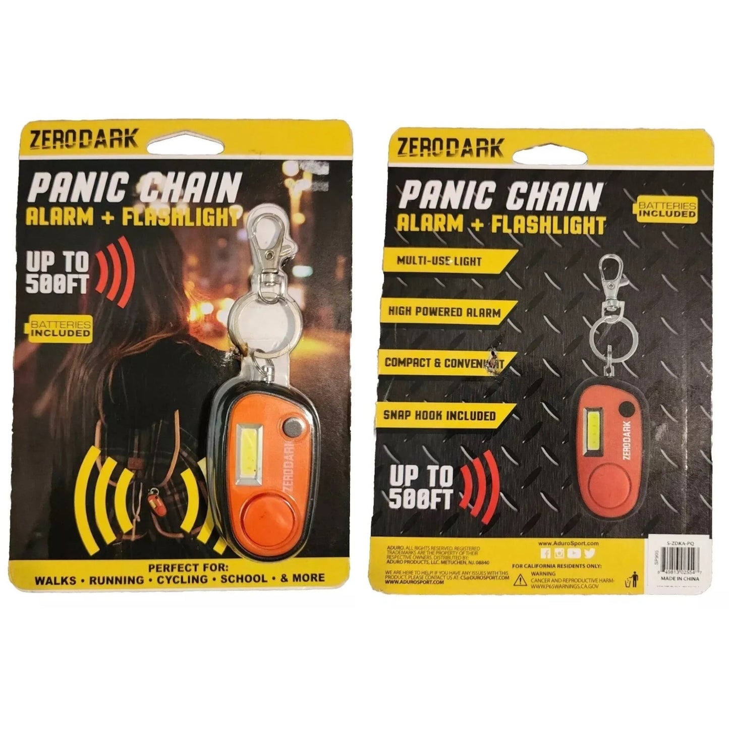 Panic Chain Alarm and Flashlight Keychain