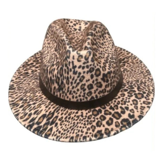 Leopard Print Fedora Hat for Women - One Size Fits All