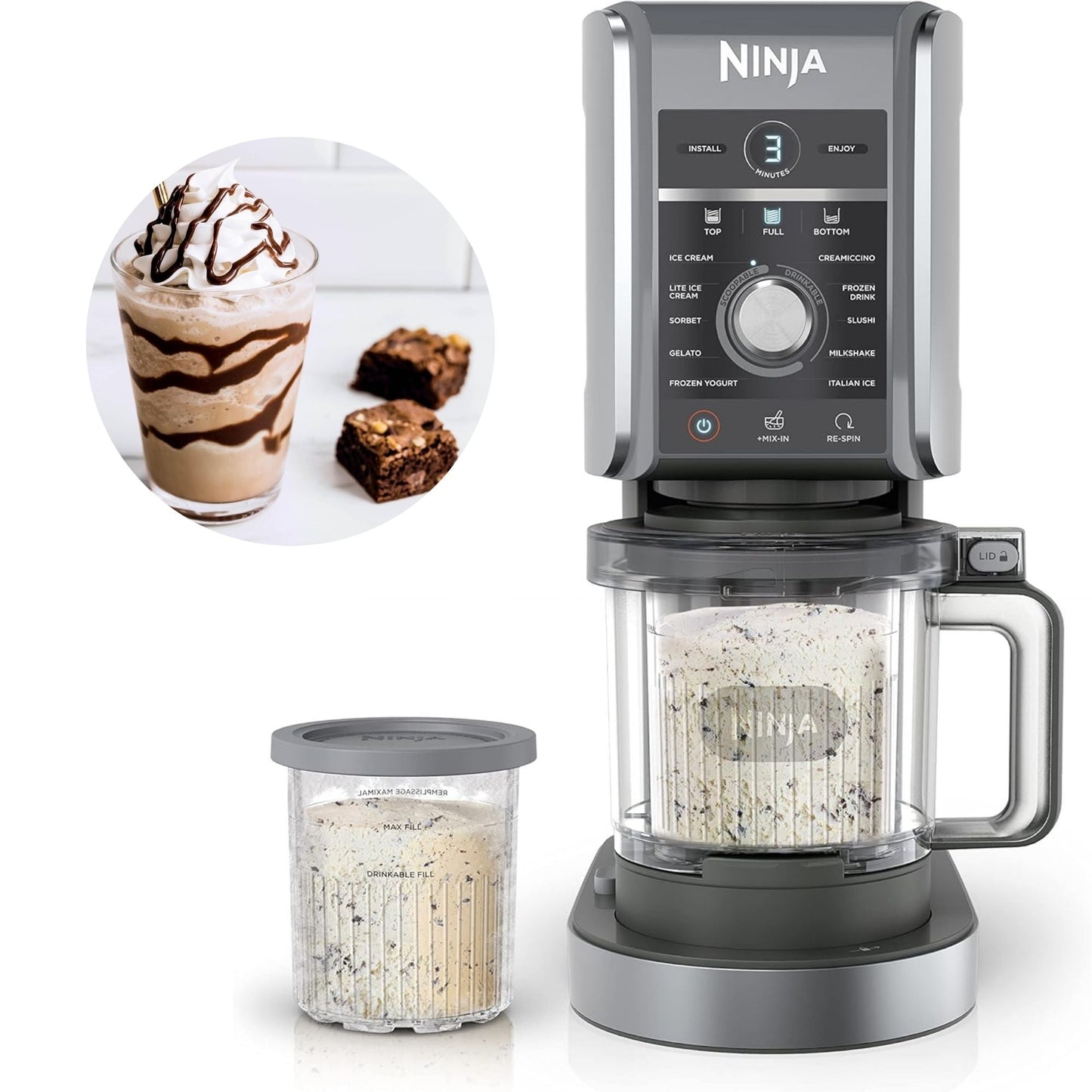 Ninja CREAMi Deluxe 11-in-1 Ice Cream Maker, Sorbet, Milkshakes, Frozen Yogurt & More, XL, 24oz Tubs