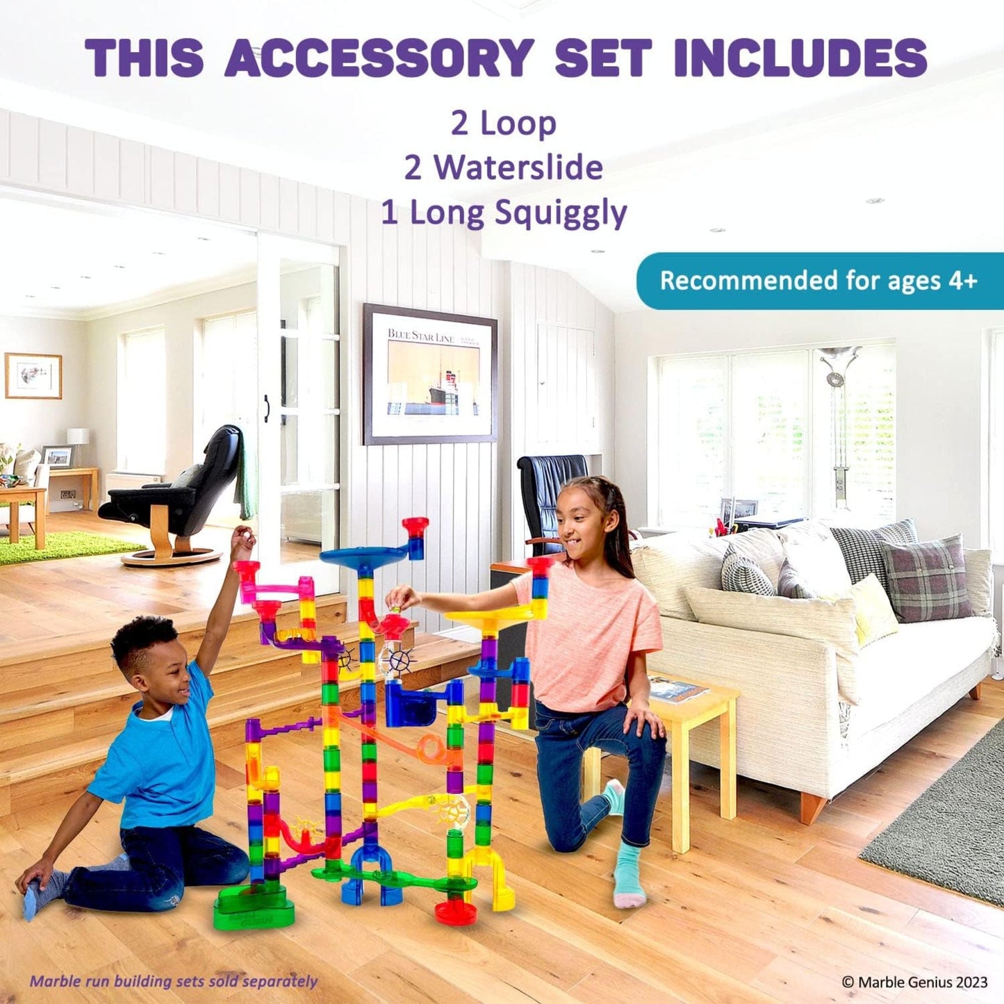 Marble Run Set and Add-On Accessory Set for Kids Full-Color Instructions, Great for Kids & Teens