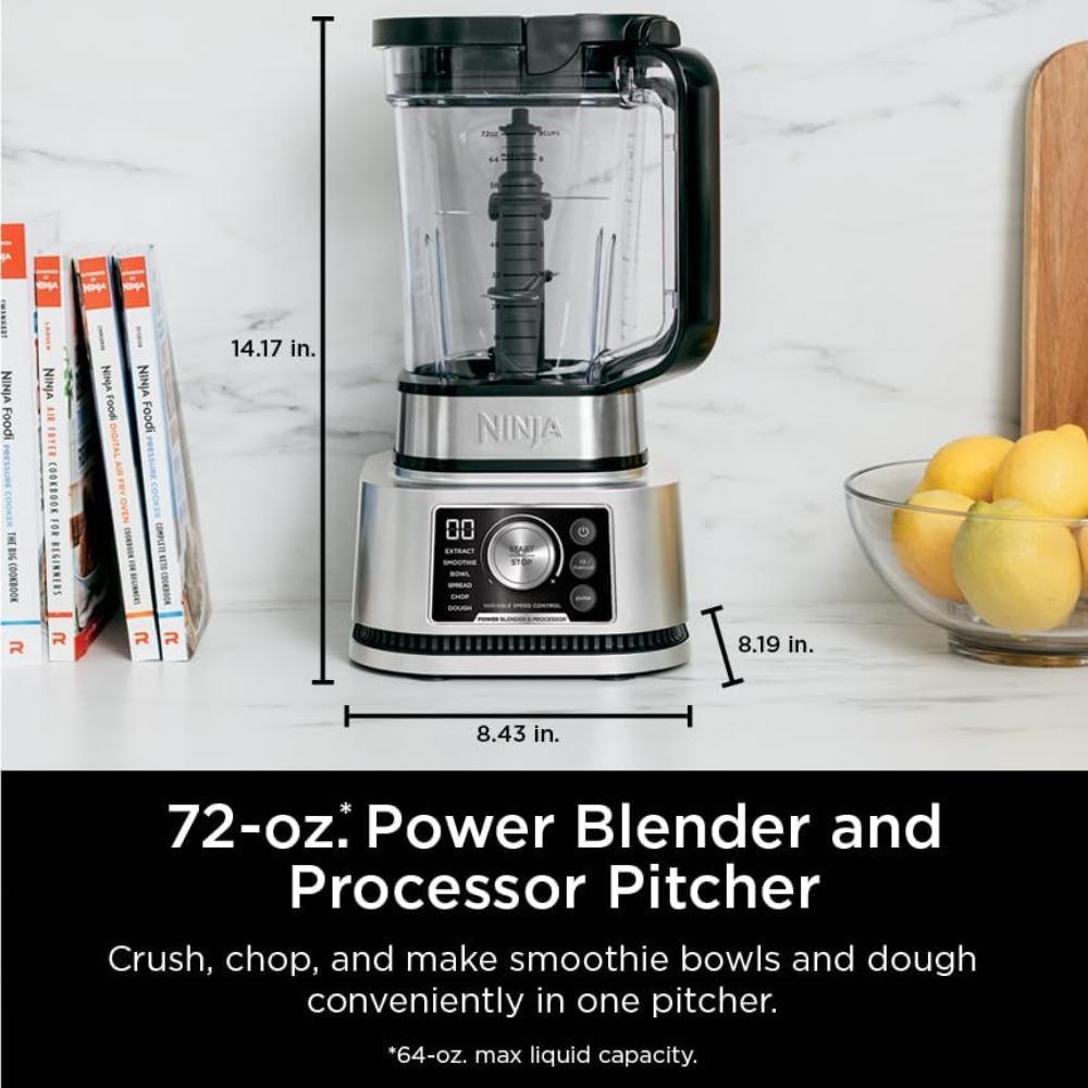 400W Power Blender & Processor System with Smoothie Bowl Maker & Nutrient Extractor, 6 Functions for Bowls, Spreads, Dough & More, 72-oz Pitcher & To-Go Cups, Silver"