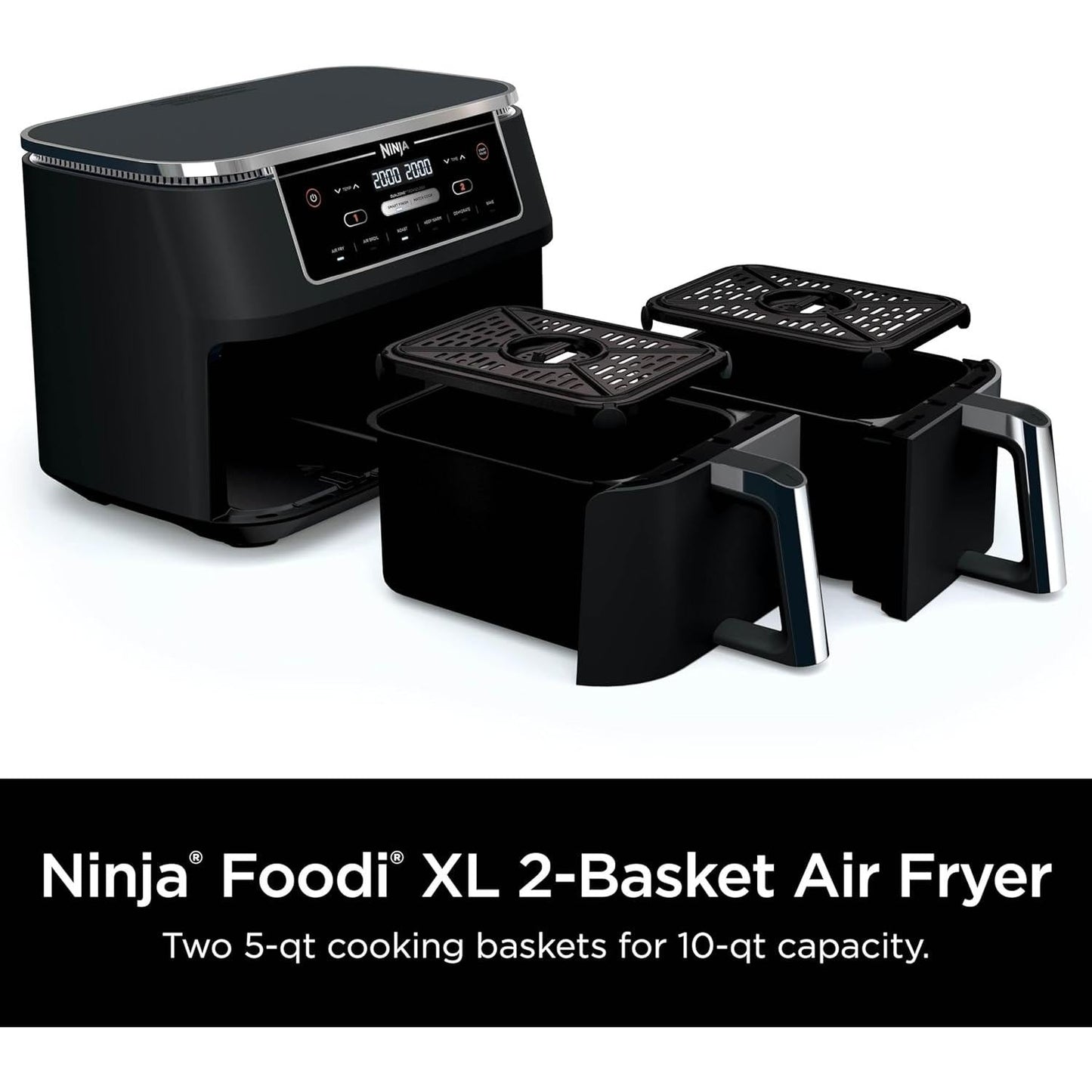 Ninja 10-in-1 Air Fryer, Roast, Bake, Broil, Reheat & More, 10 QT, Less Oil, Quick & Healthy Meals, Black