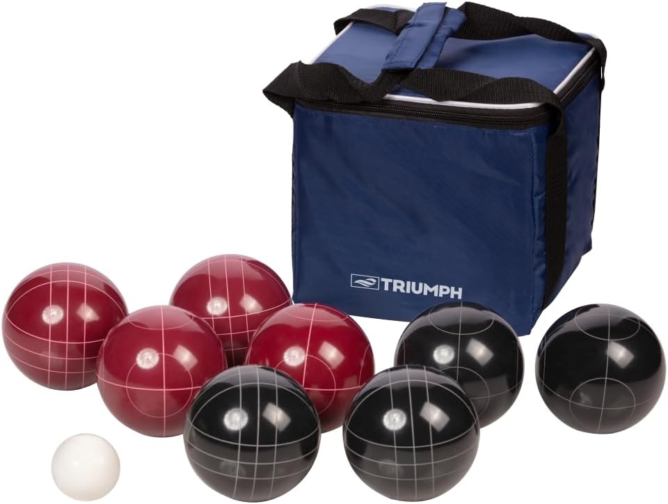 100mm Resin Bocce Ball Outdoor Game Set with Carrying Bag for Easy Storage, Multi,One Size,35-7103-3