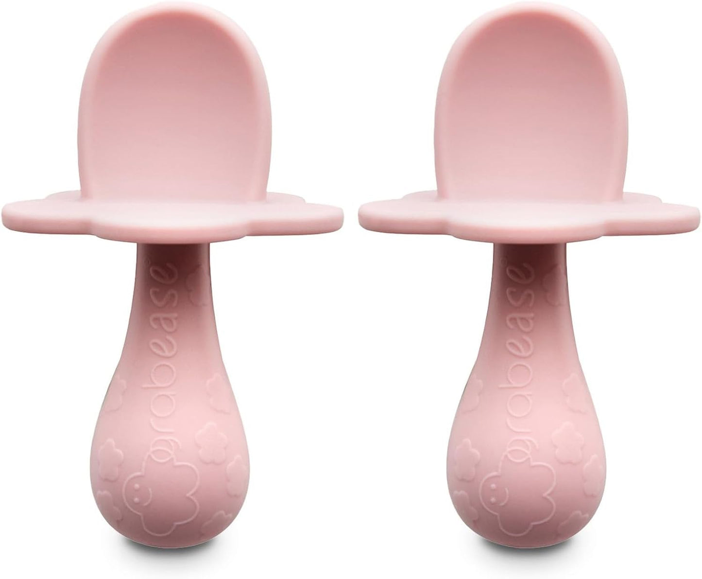 Silicone Spoon Set - First Stage Self-Feeding, Dishwasher Safe, Set of 2 Blush Spoons