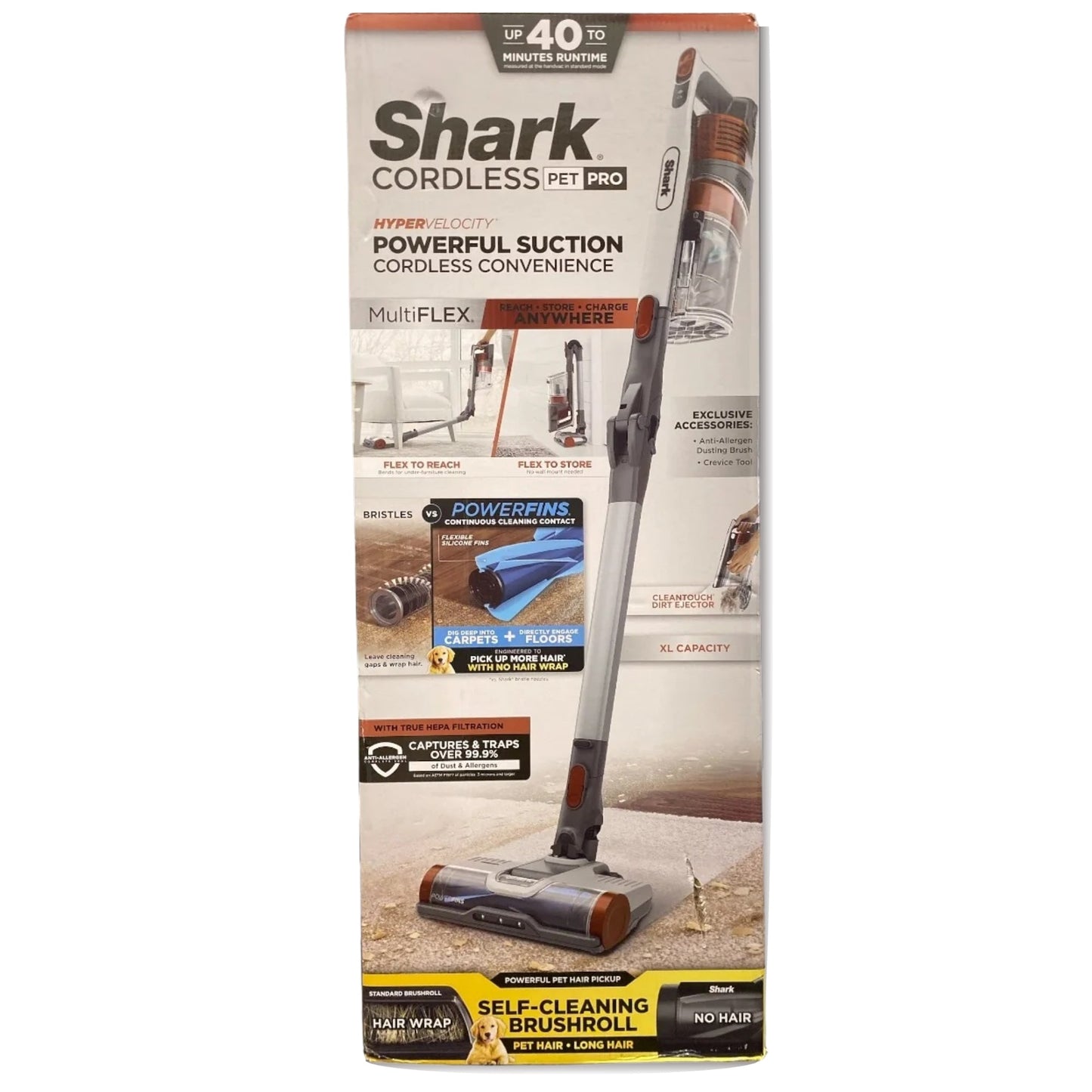 Shark Pet Pro Cordless Stick Vacuum - UZ355H with PowerFins Brushroll and MultiFLEX Technology