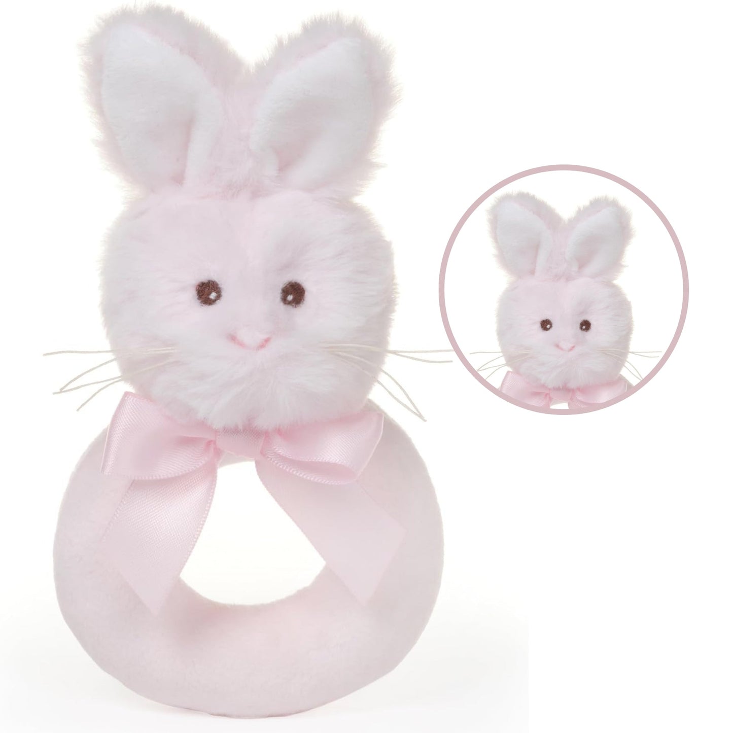 Little Bunny - 5.5-Inch Pink Soft Stuffed Easter Bunny Rattle, Perfect Easter Gift