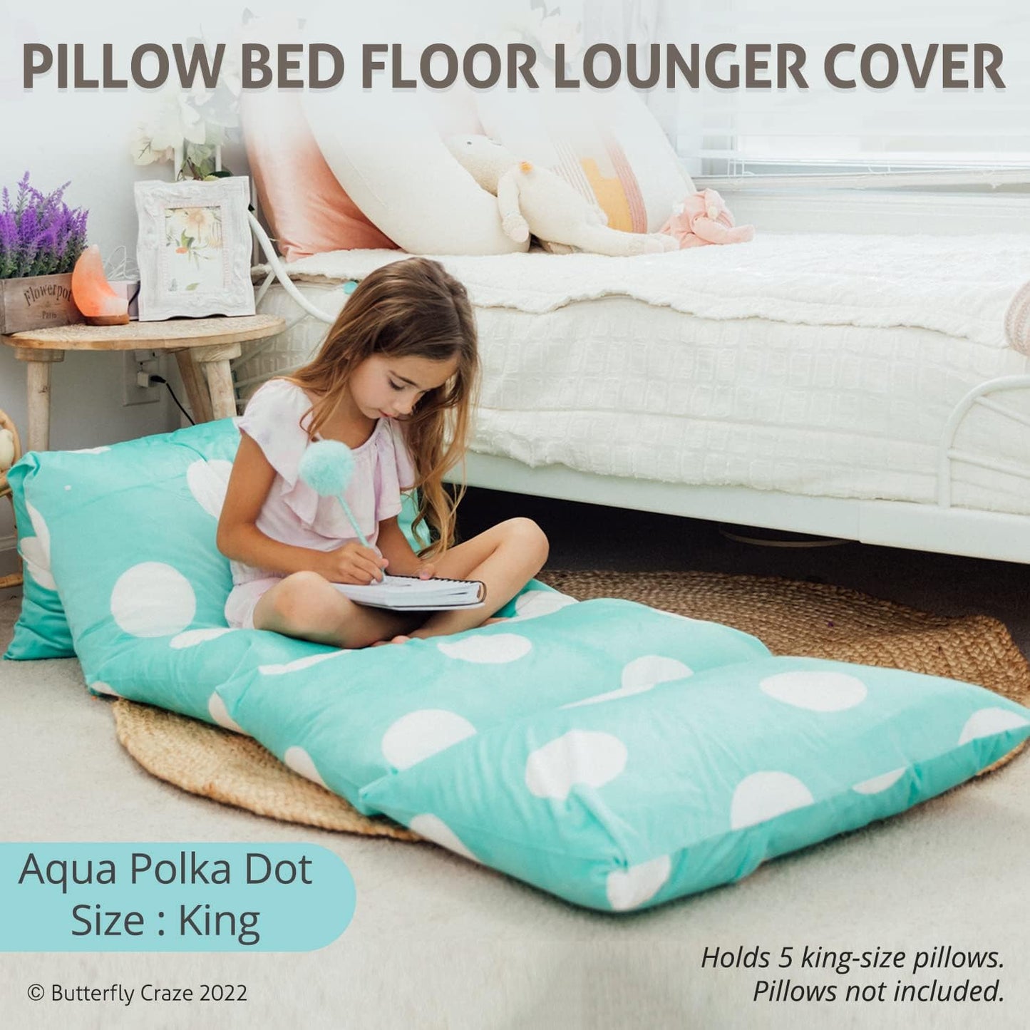 Pillowcase Cushion Mattress Bed Lounger Cover for Kids & Adults (Pillow Not Included)