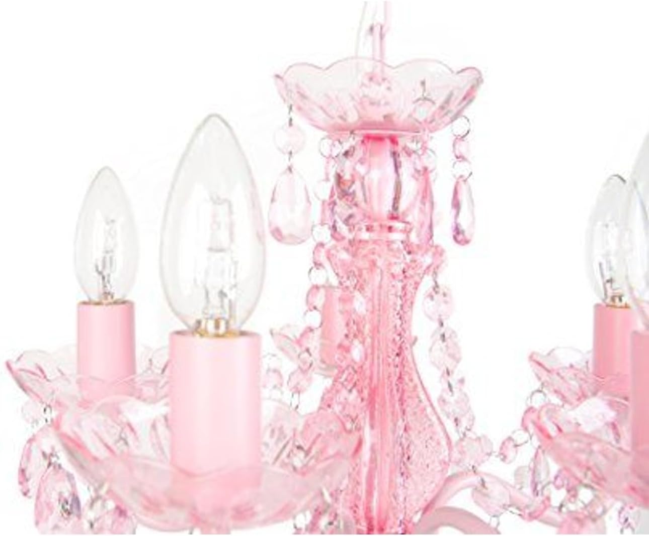 5-Bulb Vintage Chandelier - Pink Sapphire | 20" x 18" x 17" | Hardwired Installation | Uses Five 25-Watt E12 Candelabra Bulbs | Faux Crystal with Acrylic & Glass BeadsCrystal Chandelier with Acrylic & Glass Beads