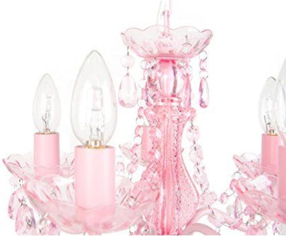 5-Bulb Vintage Chandelier - Pink Sapphire | 20" x 18" x 17" | Hardwired Installation | Uses Five 25-Watt E12 Candelabra Bulbs | Faux Crystal with Acrylic & Glass BeadsCrystal Chandelier with Acrylic & Glass Beads