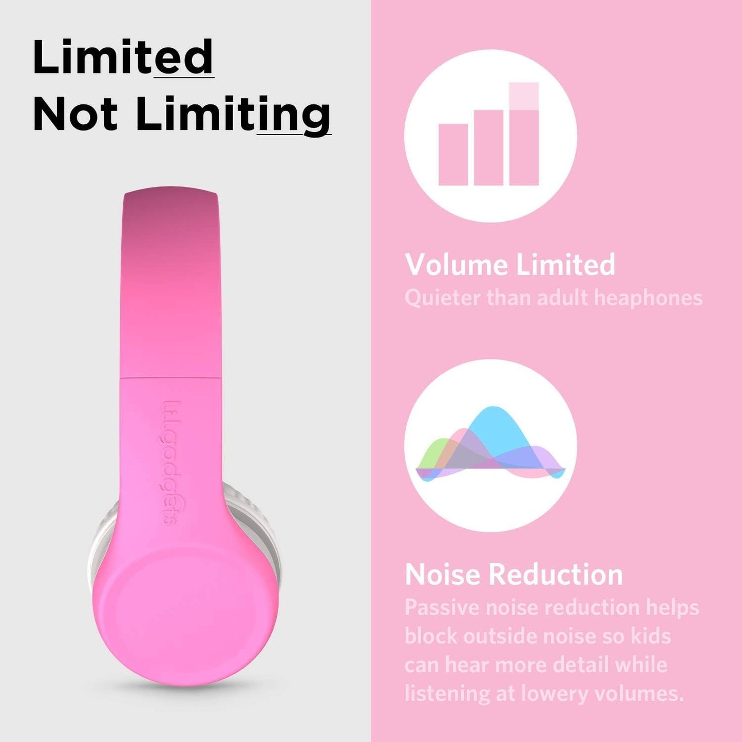 Girls Wired Headphones for School with Microphone, Volume-Limited for Safe Listening, Adjustable Headband, and Cushioned Earpads