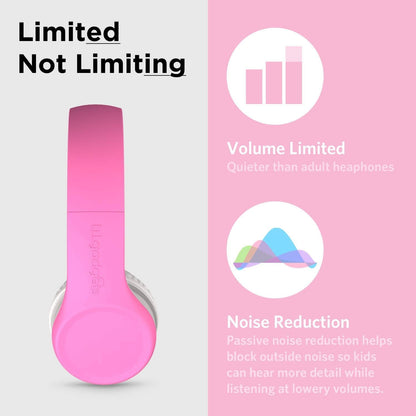 Girls Wired Headphones for School with Microphone, Volume-Limited for Safe Listening, Adjustable Headband, and Cushioned Earpads