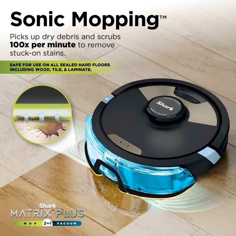 2in1 Robot Vacuum & Mop with Sonic Mopping, Matrix Clean, Home Mapping, HEPA Bagless Self Empty Base, CleanEdge, for Pet Hair, Wifi, Black/Gold (AV2610WA)