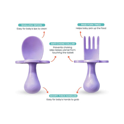 LAVENDER BABY FEEDING UTENSIL SET