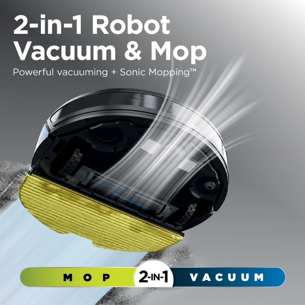 2in1 Robot Vacuum & Mop with Sonic Mopping, Matrix Clean, Home Mapping, HEPA Bagless Self Empty Base, CleanEdge, for Pet Hair, Wifi, Black/Gold (AV2610WA)