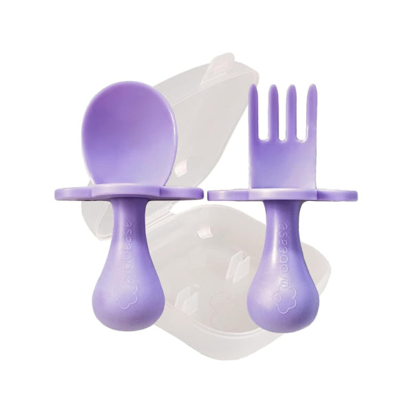 LAVENDER BABY FEEDING UTENSIL SET