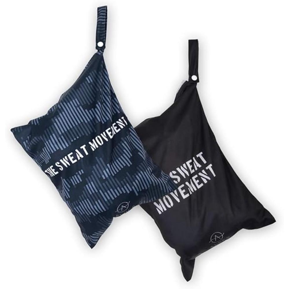 Pack of 2 Washable/Reusable Wet Bags for Swimsuits or Wet Clothes (Black & Grey)