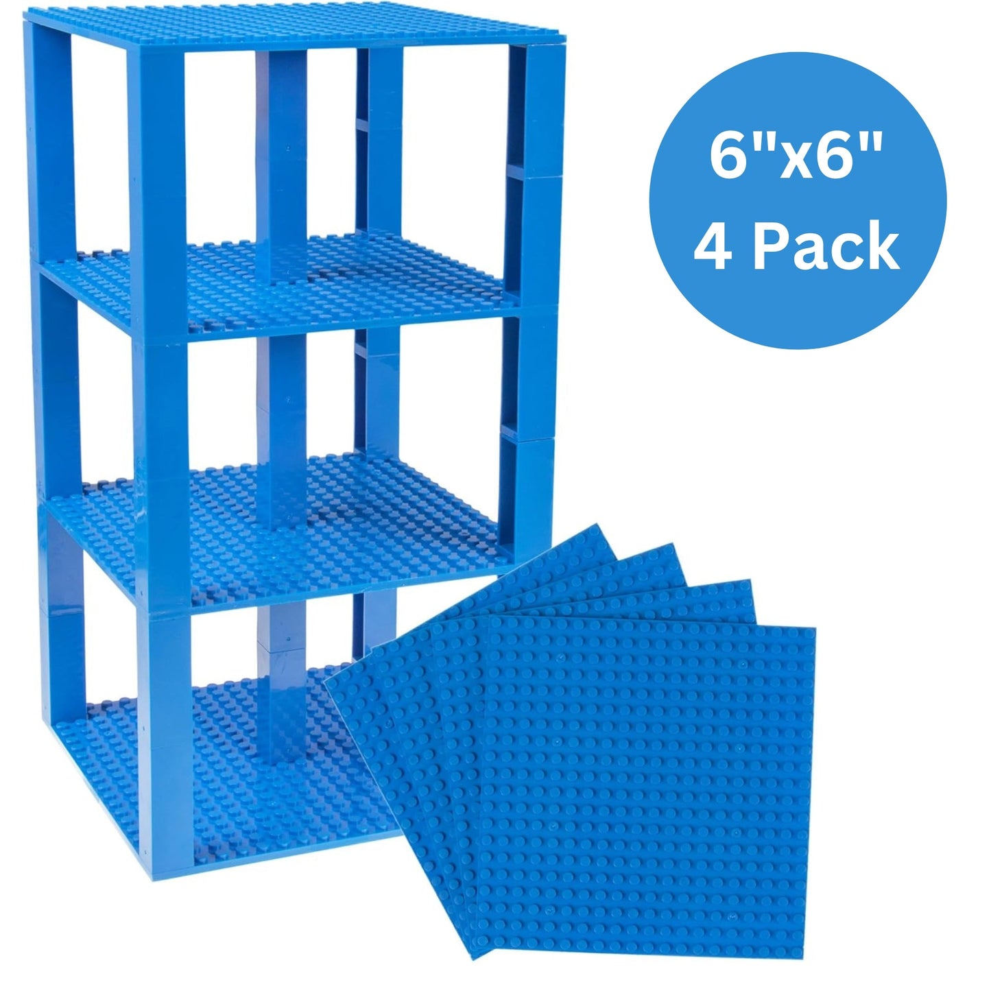 Strictly Briks 4 Pack Classic Stackable Baseplates, Building Bricks Plates with Stackers