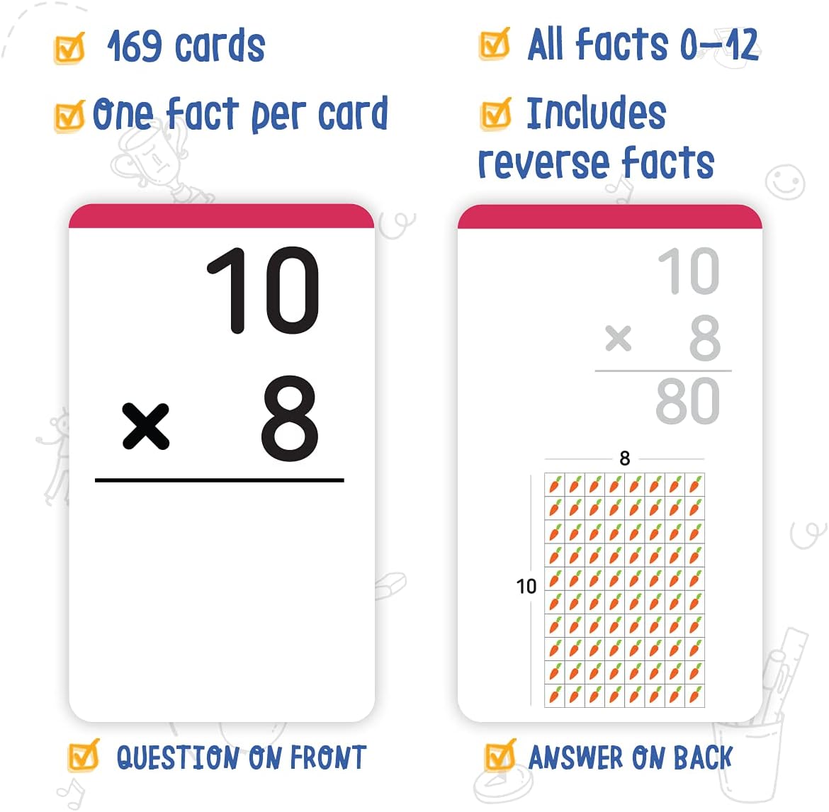 Multiplication Flash Cards Multiplication Tables Set of 169 Cards