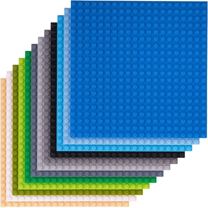 12 Pack Stackable Baseplates for Building Towers and Shelves 6x6 Inch Nature Colors, Compatible with Major Brick Brands