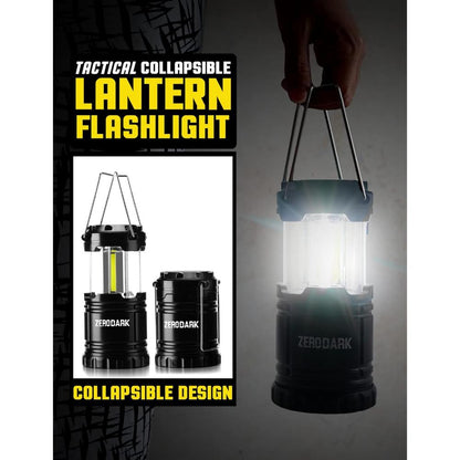 Waterproof Battery-Powered LED Headlamp and Lantern Set, Black, 2-Pack