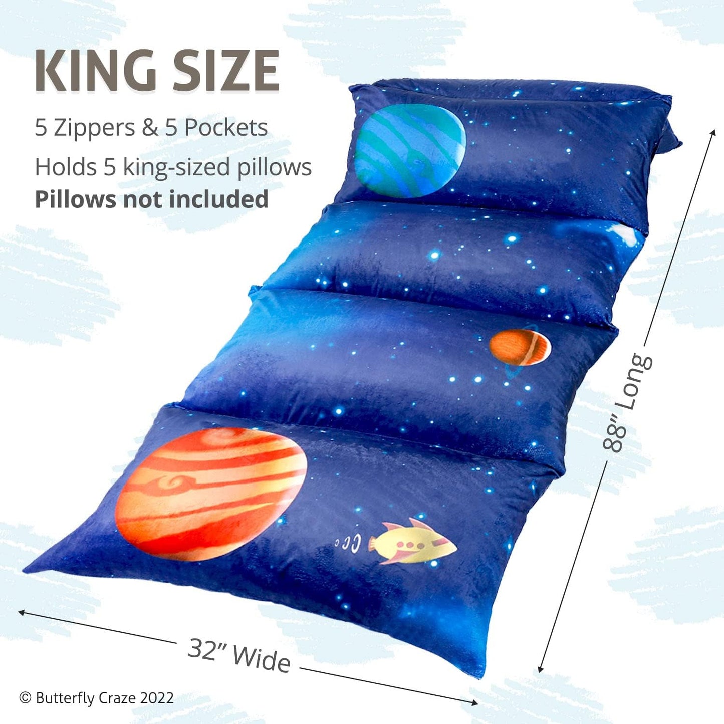 Galaxy Blue King Size Floor Pillow Case & Mattress Lounger Cover (Pillows Not Included)