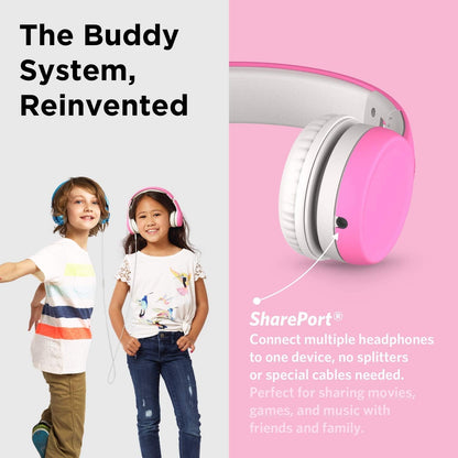 Girls Wired Headphones for School with Microphone, Volume-Limited for Safe Listening, Adjustable Headband, and Cushioned Earpads