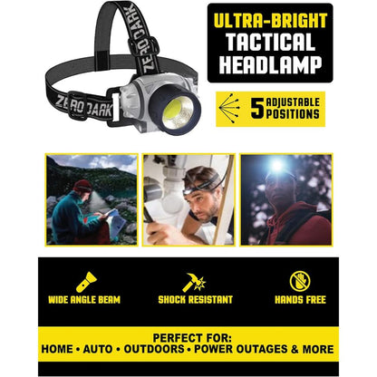 Waterproof Battery-Powered LED Headlamp and Lantern Set, Black, 2-Pack