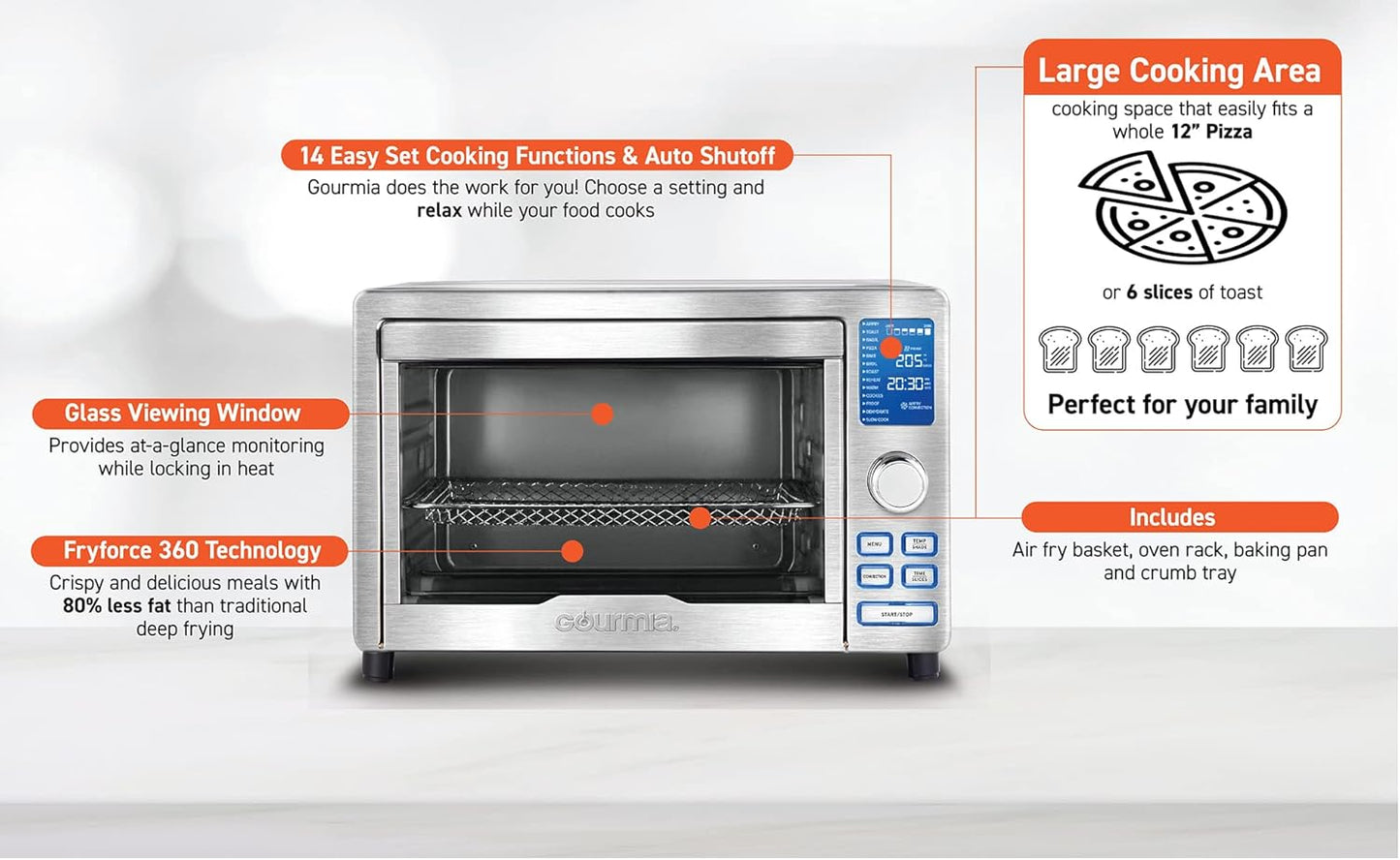 Digital Stainless Steel Toaster Oven Air Fryer Stainless Steel