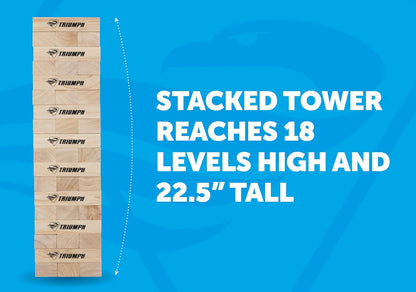 Large Wooden Tumble Tower Game with 54 Blocks and Carrying Case