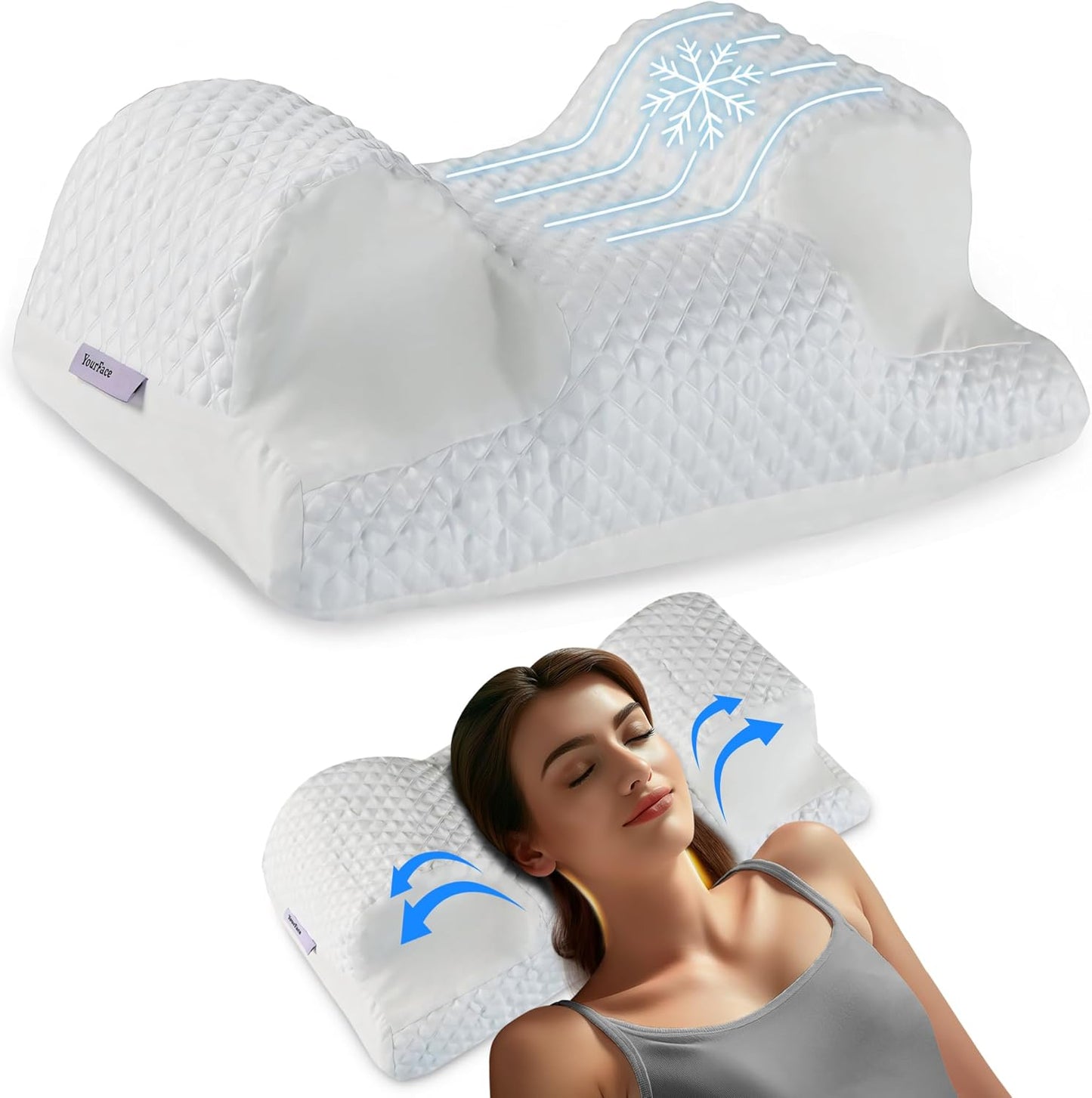 Patented Contour Cooling Cervical Neck Pillow