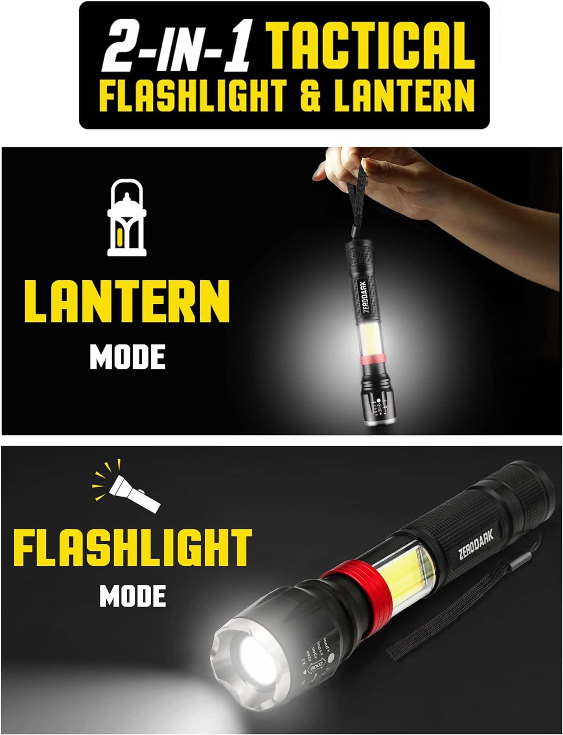 Flashlights Headlamp Lantern 3-Piece Set, Flashlight + Head Lamp + Camping Lantern Battery Powered LED High Lumens Camping Lights flashlights for Emergencies