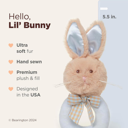 5.5 Inch Plush Bunny Rabbit Stuffed Animal, Soft Baby Rattles and Plush Rings, Baby Gift