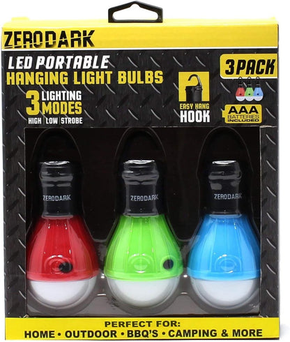 3-Pack LED Camping Lanterns Portable Hanging Tent Bulb Lights