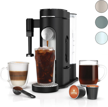 Single-Serve Coffee Maker - K-Cup Pod Compatible, Brews Grounds, Compact Design with Built-In Milk Frother, 56-oz Reservoir, 6-oz to 24-oz Mug Sizes