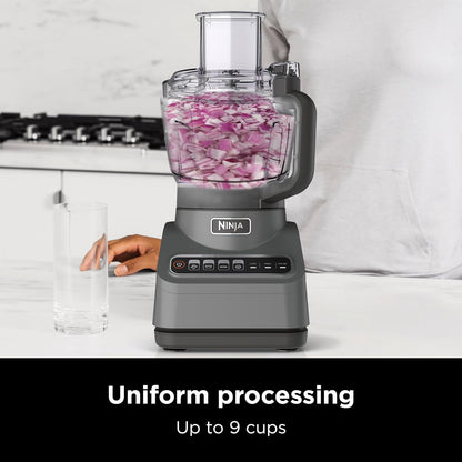 Food Processor - 1000 Peak Watts, 4 Functions: Chopping, Slicing, Purees, Dough, Includes 9-Cup Bowl, 3 Blades, Food Chute & Pusher