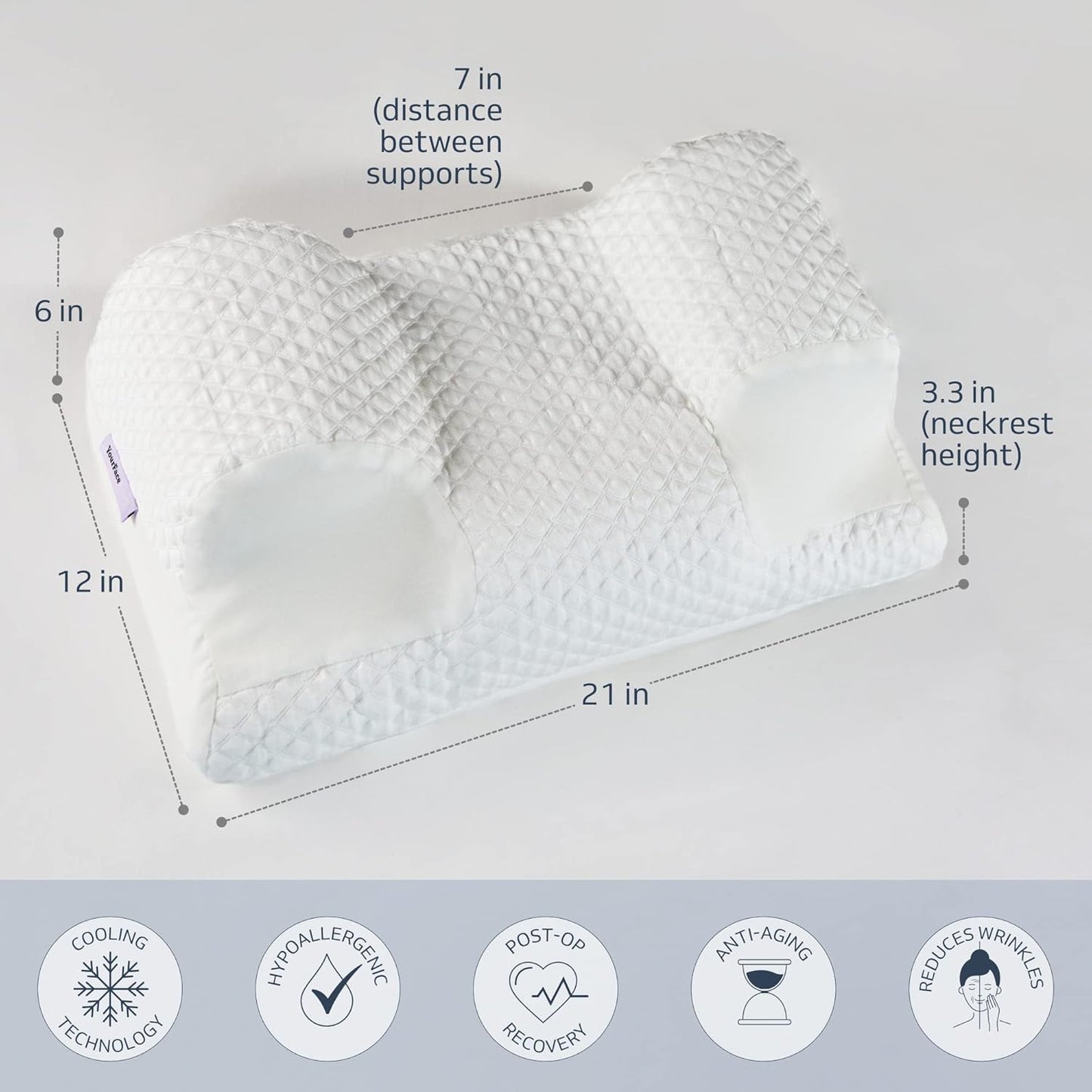 YourFacePillow, Back Sleeper Beauty Pillow, Cervical Neck Pillow Contour Memory Foam Pillow, Ergonomic Neck, Back & Shoulder Support. Back Sleeping Reduces Pressure on Skin - Cooling with Satin Case