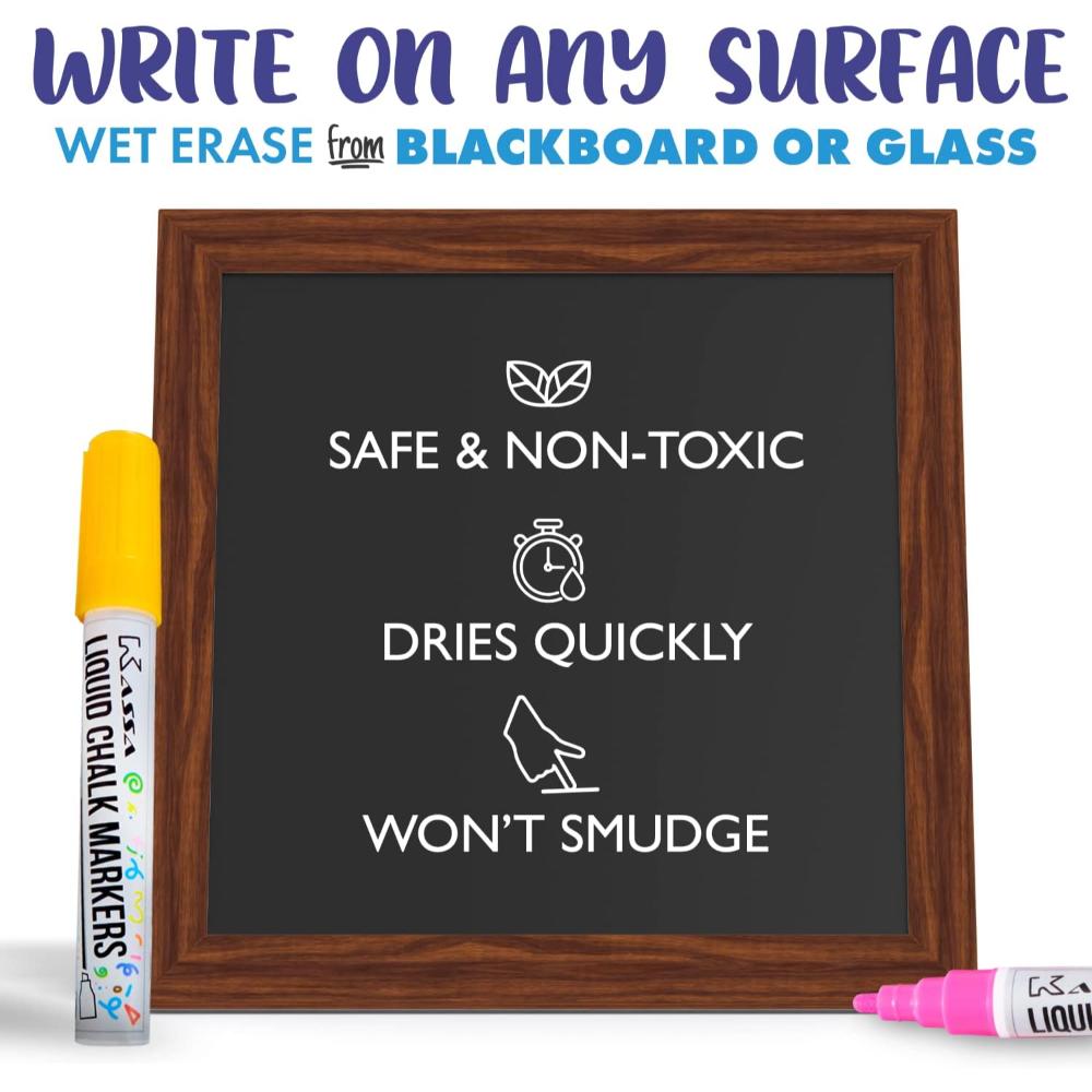 20-Pack Liquid Chalk Markers | 20 Vibrant Colors with Reversible Bullet & Chisel Tips | Works on Chalkboards, Windows & Glass | Erasable & Dust-Free | Perfect for Home, School & Office Use