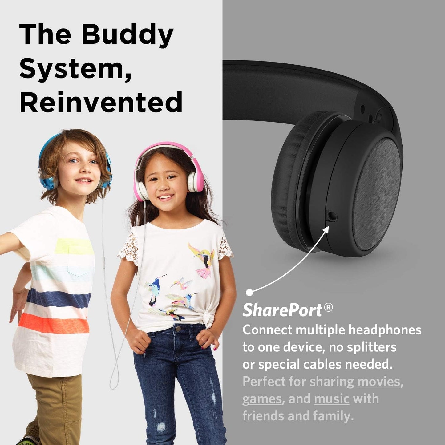 Kids Headphones Wired with Microphone, Volume Limited Over-Ear Headset