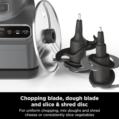 Food Processor - 1000 Peak Watts, 4 Functions: Chopping, Slicing, Purees, Dough, Includes 9-Cup Bowl, 3 Blades, Food Chute & Pusher