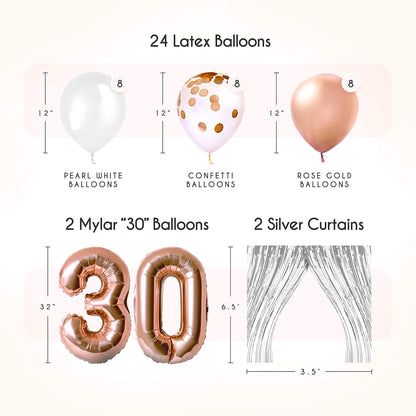 41-Piece Rose Gold 30th Birthday Decorations for Women