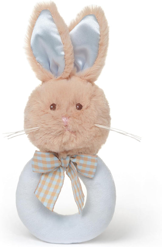 5.5 Inch Plush Bunny Rabbit Stuffed Animal, Soft Baby Rattles and Plush Rings, Baby Gift