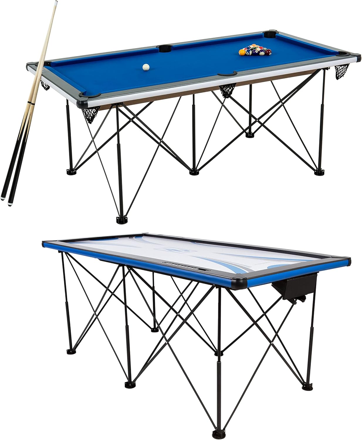 6' Portable Pop-Up Folding Pool/Billiard Table - Instant Assembly with Folding Legs, Includes Accessories, 72"