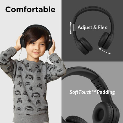 Kids Headphones Wired with Microphone, Volume Limited Over-Ear Headset