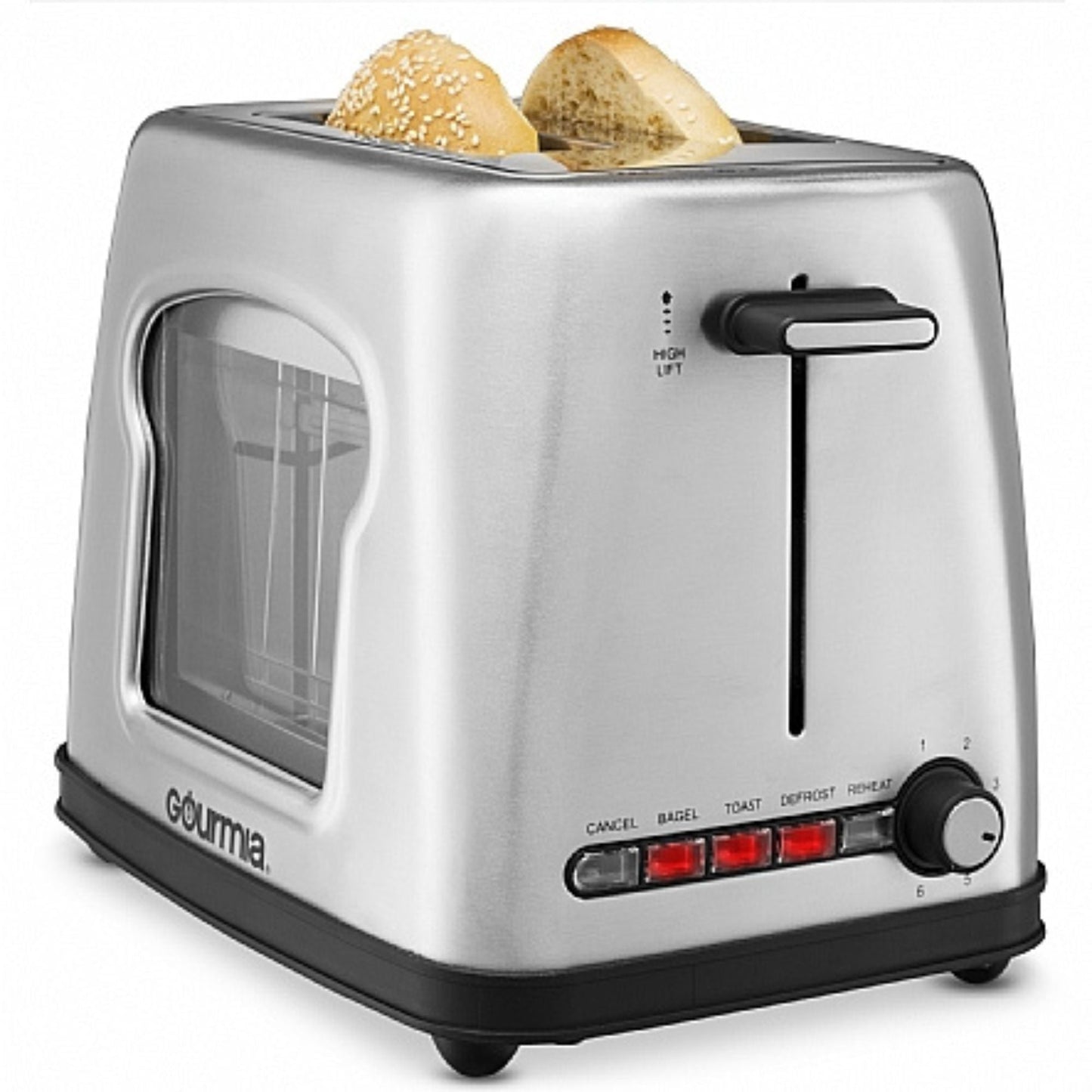 Wide Slot Toaster with See-Through Window 4 Toast Settings 6 Adjustable Temperature Controls