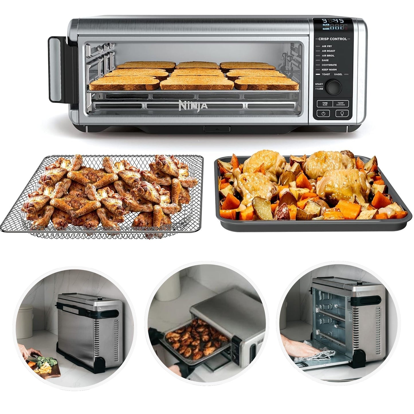 Digital Air Fry Oven - Stainless Steel, Flips Up & Away for Easy Storage