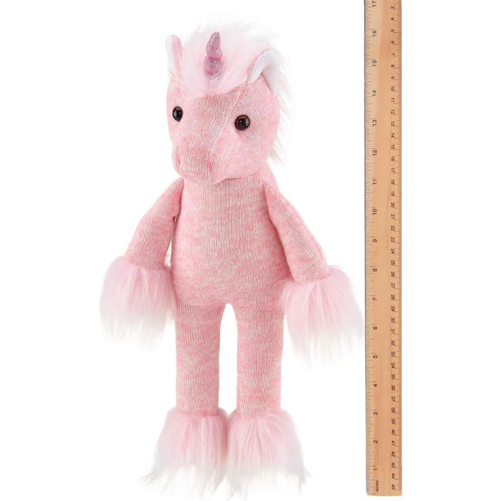 16 Inch Pink Plush Unicorn Stuffed Animal with Glittery Accents