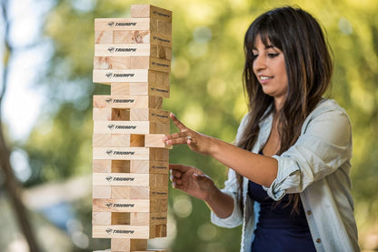 Large Wooden Tumble Tower Game with 54 Blocks and Carrying Case